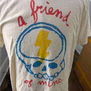 imogene + willie Cream Tee with Red, Blue, and Yellow Graphic